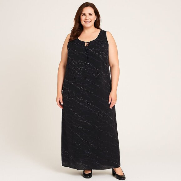 Venezia Women's Black, Purple, Flower Pattern, Back Zip Maxi Dress Size 18/20 - Picture 1 of 13